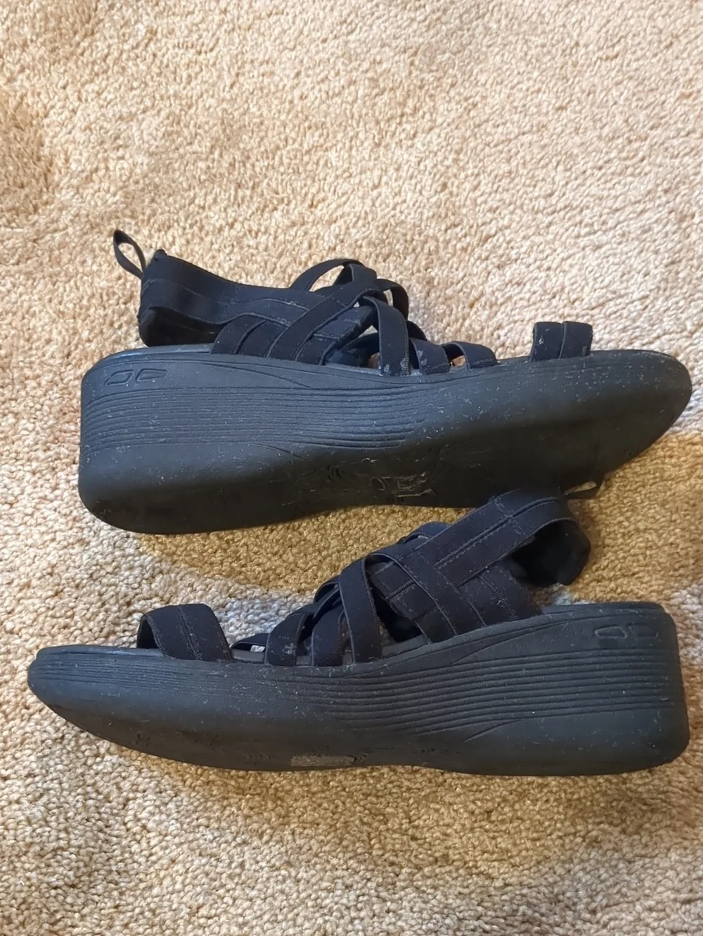 Skechers Black Wedge Sandals
